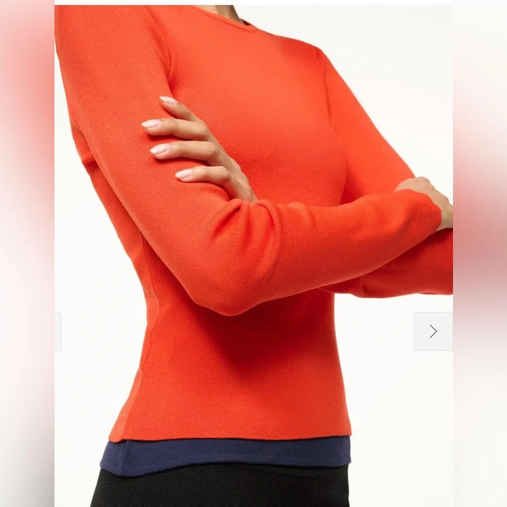 STAUD Salinas LS Top in Cayenne and Navy NWT
